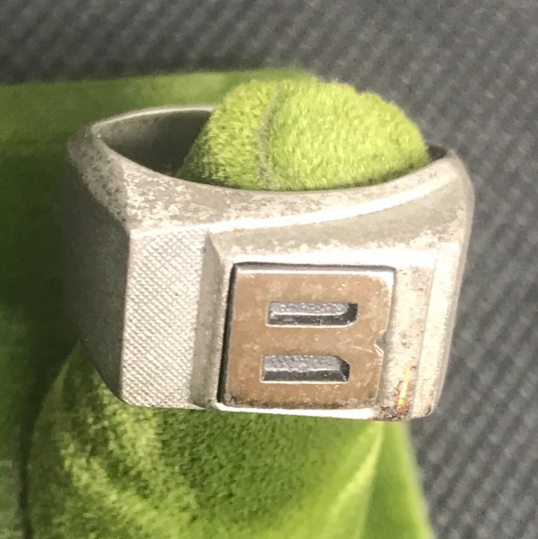 Vintage Sterling Silver Stamped Typeface Monogram “B” Ring Size 6 Weight 9.58g