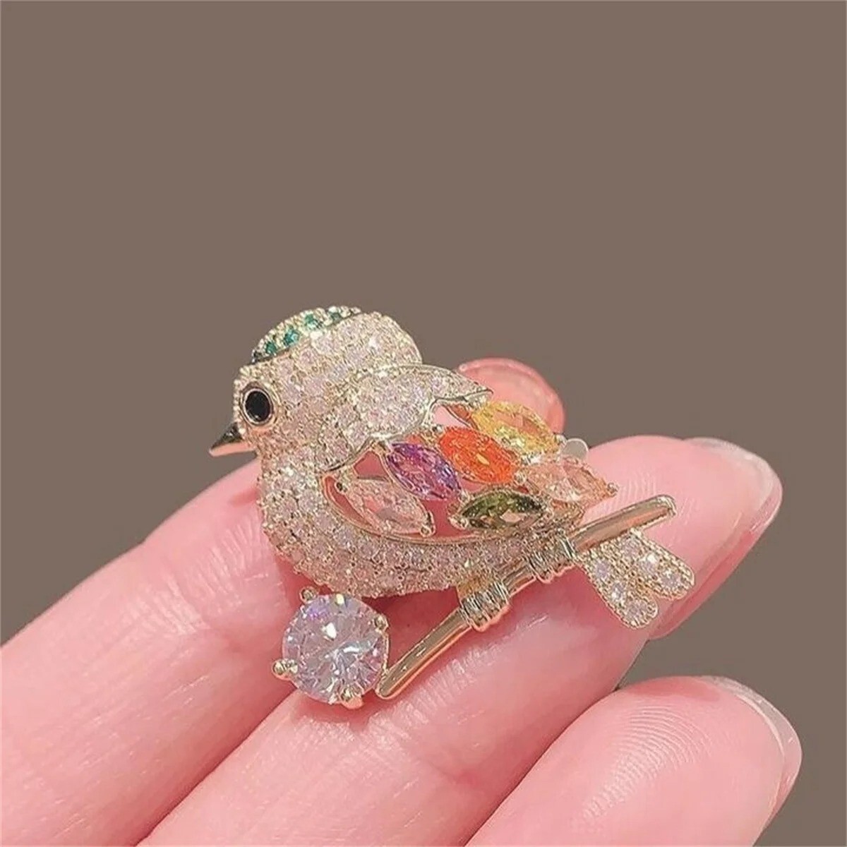 Shiny Rhinestone Cute Bird Corsage Brooch Decorated Clothing Lapel Pin Women New