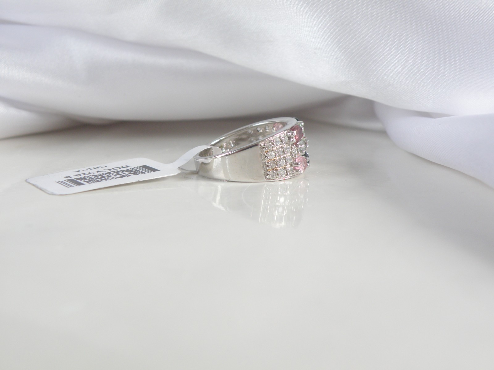 Sterling Silver 925 Multi Row Natural Tourmaline Ring Size 8