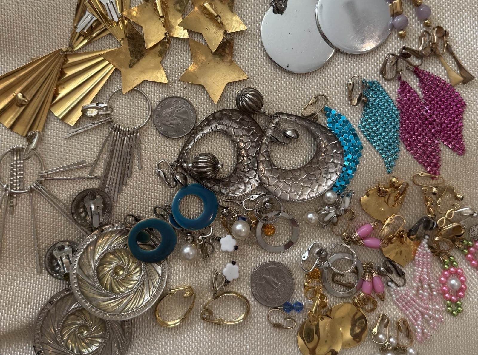 Vintage To Now Lot Of 26 PRs Clip On Earrings Lightweight Dangle Multiple Colors