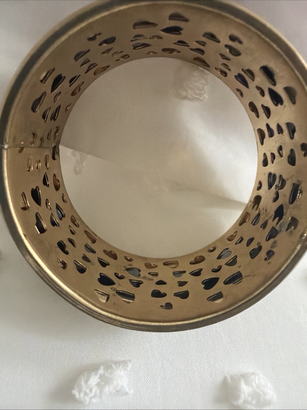 Vintage Brass Bangle: Hollow Heart Cutout Bracelet, Made in India