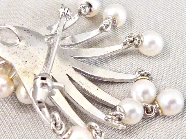 VINTAGE FABULOUS BRIGHT CLEAN CULTURED AKOYA PEARL STERLING 60’S PIN PENDANT