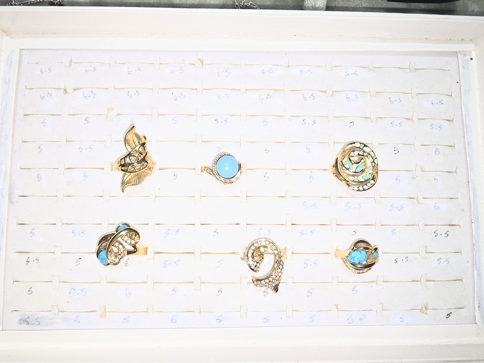 6 Piece Designer Signed Ring Lot Size 9
