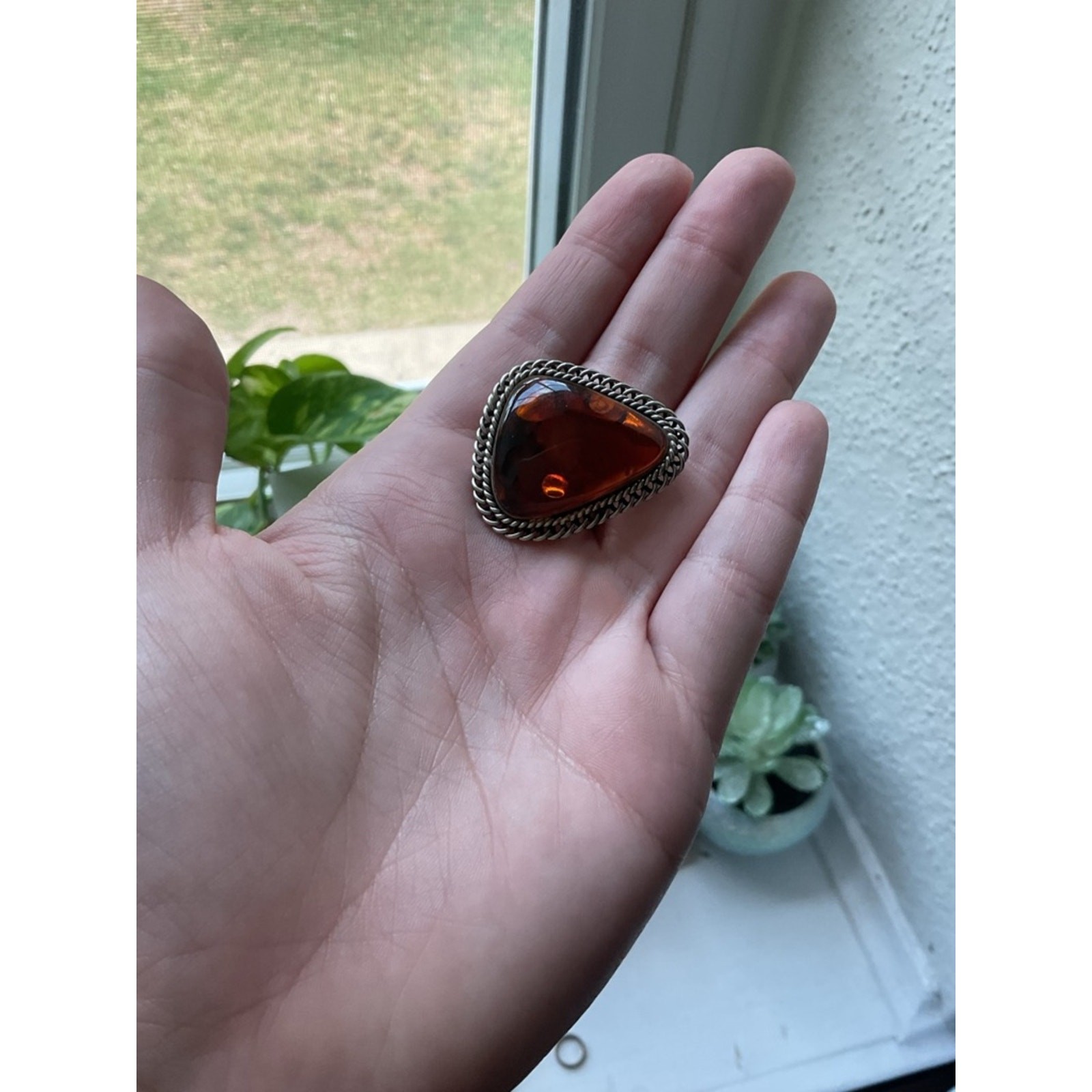 Vintage Baltic Amber Modernist Brooch Pin