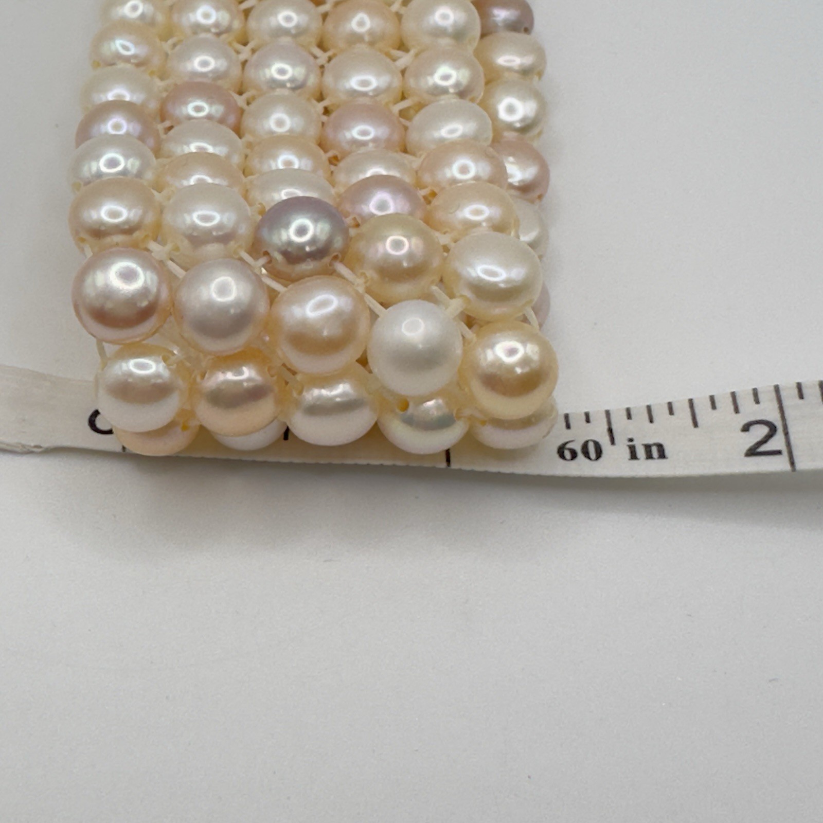 Freshwater Cultured Pearl Bracelet 5 Strand Pink White Lavender Stretch Woven