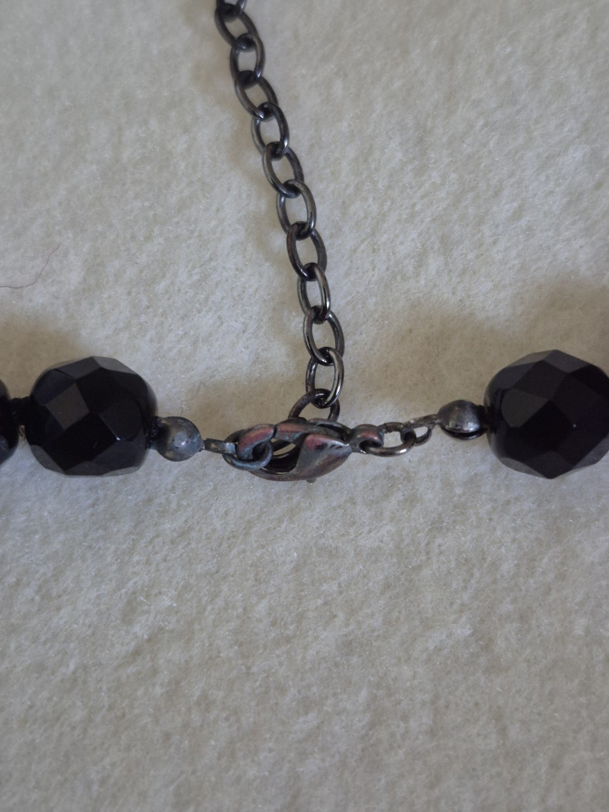 Carolee graduated glass bead jet black crystals knotted design Necklace