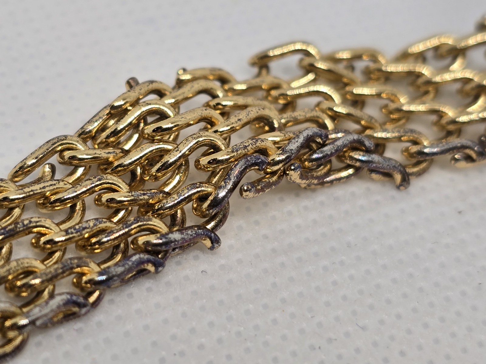 Vintage 14K Gold Plate Chain Weave Necklace & Bracelet Set 3 Inch Extension