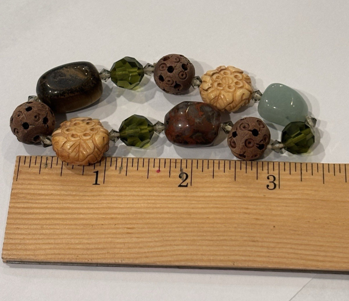 Vintage Bohemian Mixed Stone/Carved Bracelet