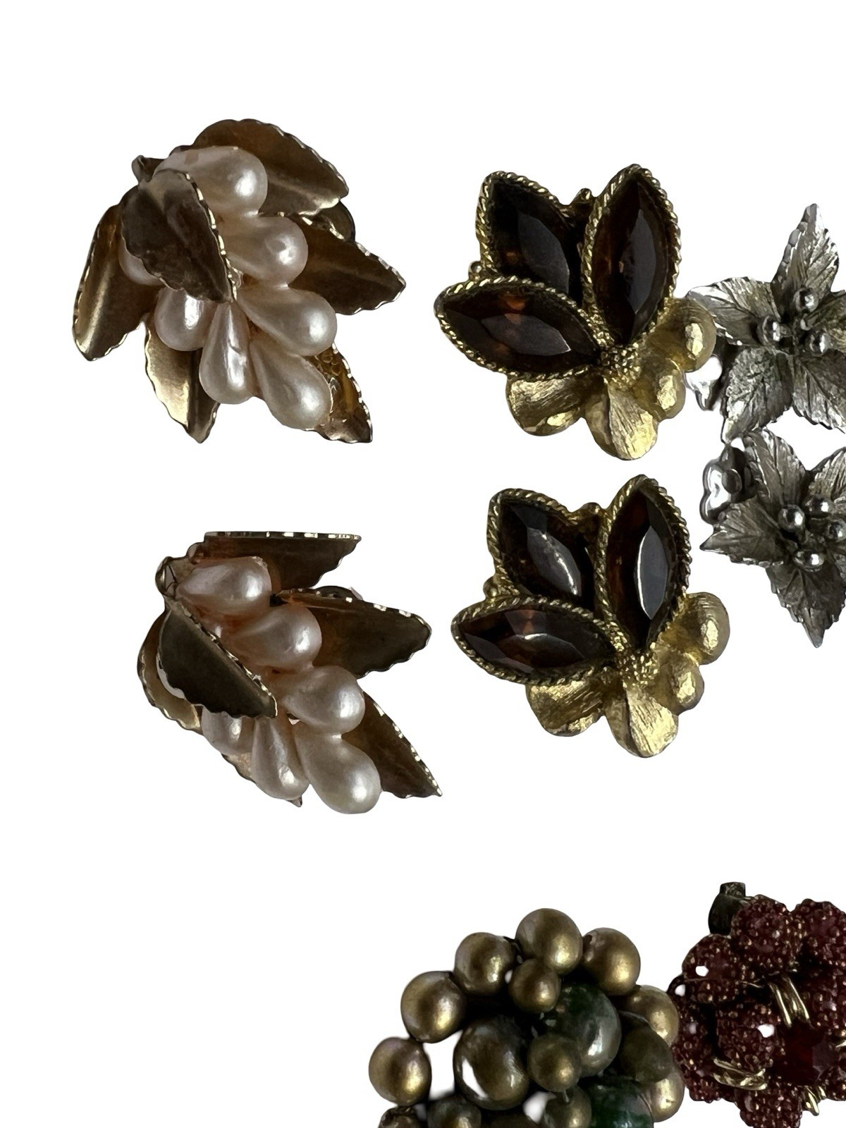 Vintage Costume Jewelry Clip On Earrings Trifari Japan Hong Kong Lot of 14