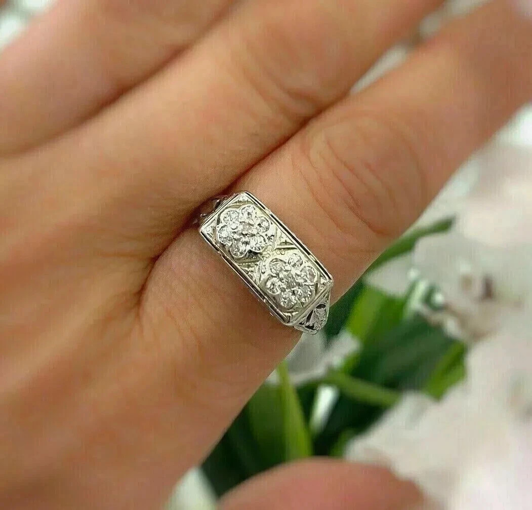 Art Deco Style 2.55Ct Round Cut Lab Created Diamond 925 Silver Anniversary Ring