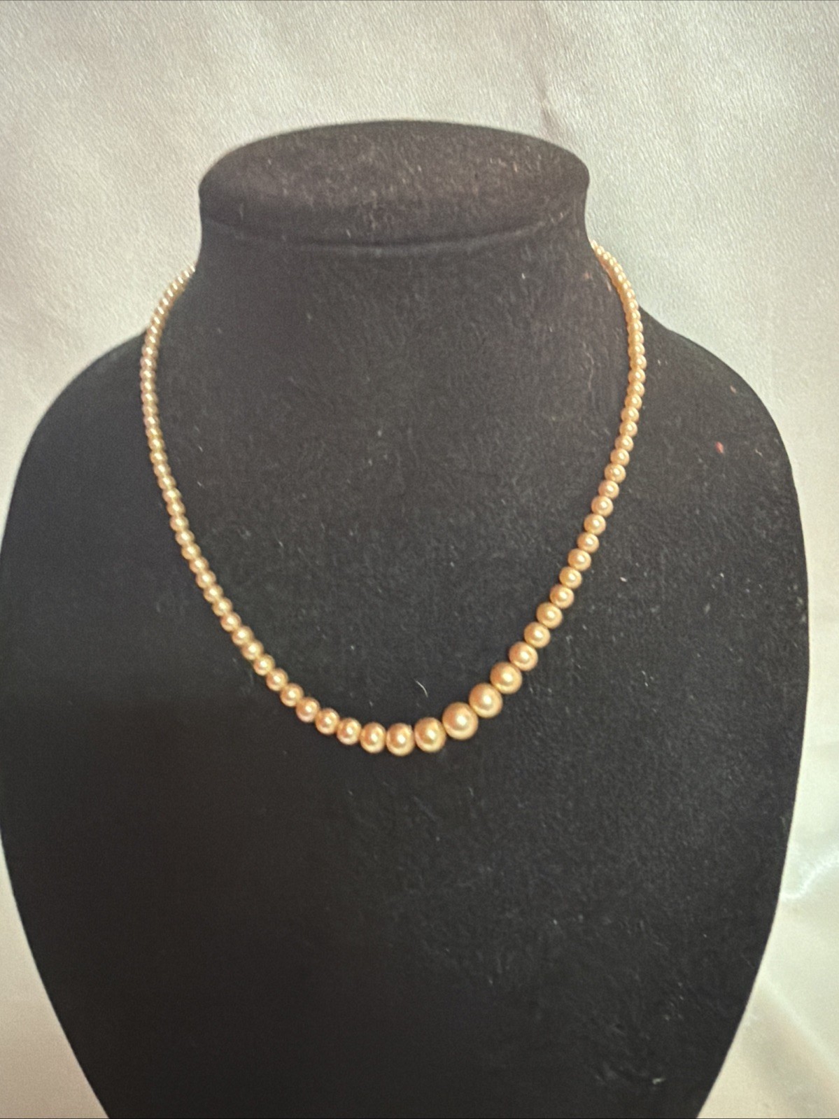 Vintage Faux Pearl Graduating Necklace 16 Inches Long With Unique Class