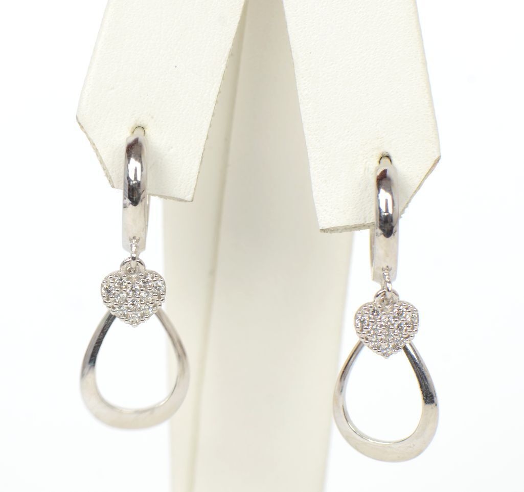 .925 Sterling Silver Huggie Dangle Earrings