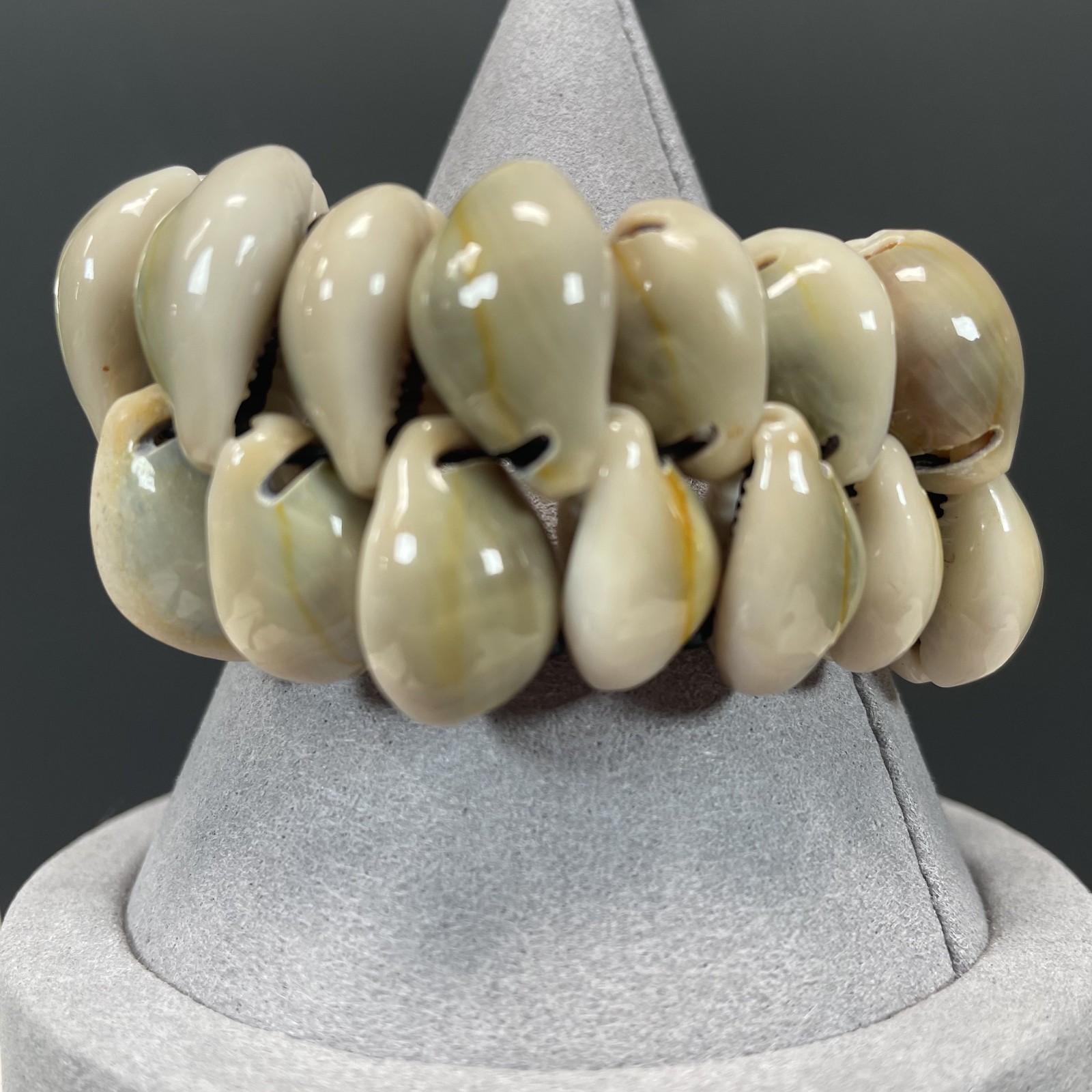 African Handmade Bold Cowrie Shells & Black Accent Beads Necklace & Bracelet