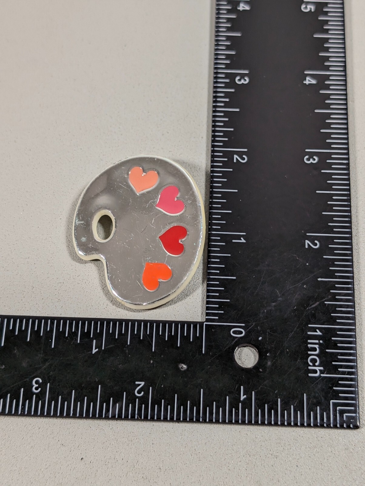 Vintage Hallmark 1984 Heart Paint Palate Pin Brooch Acrylic Pink Silver