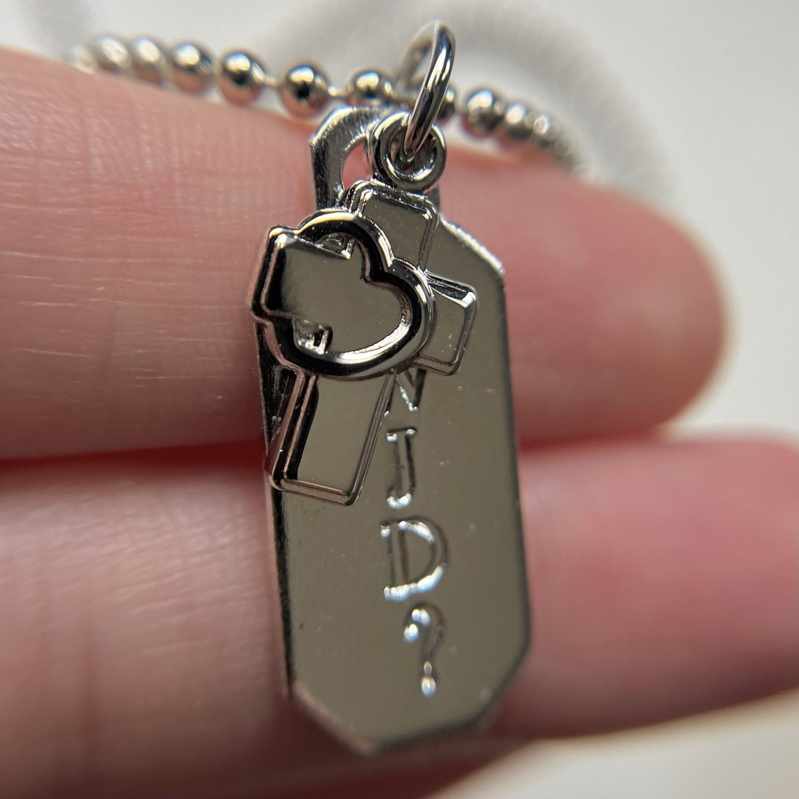 ✝️ WWJD Christian Pendant Dog Tag Necklace w Cross Charm What Would Jesus Do?
