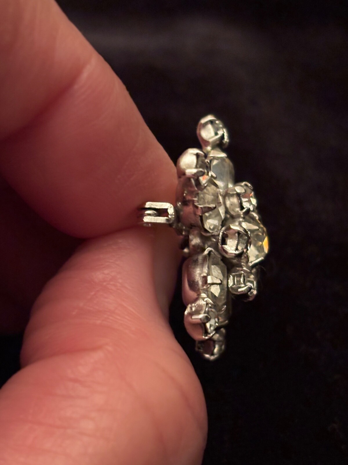 Vintage STAR Brooch Oval and Round Faceted Rhinestones Silver Tone Estate