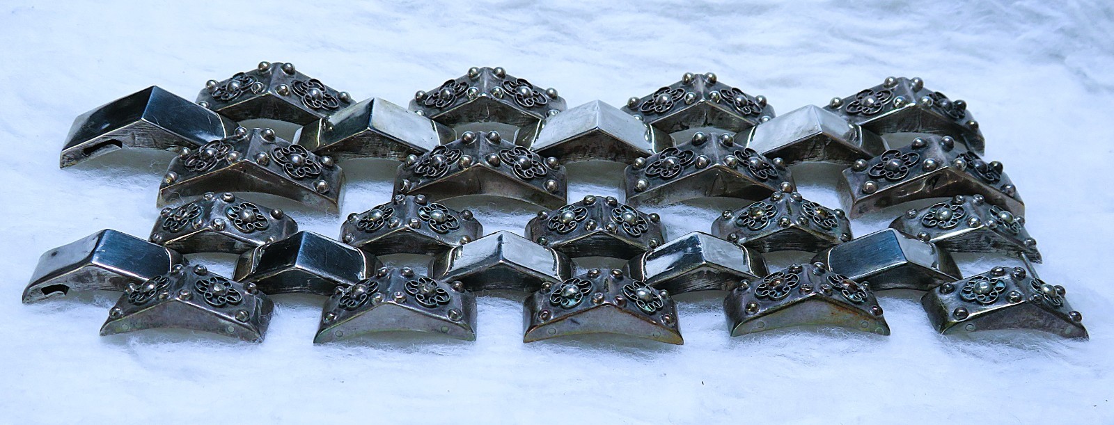 2 Taxco, sterling silver panel Bracelets