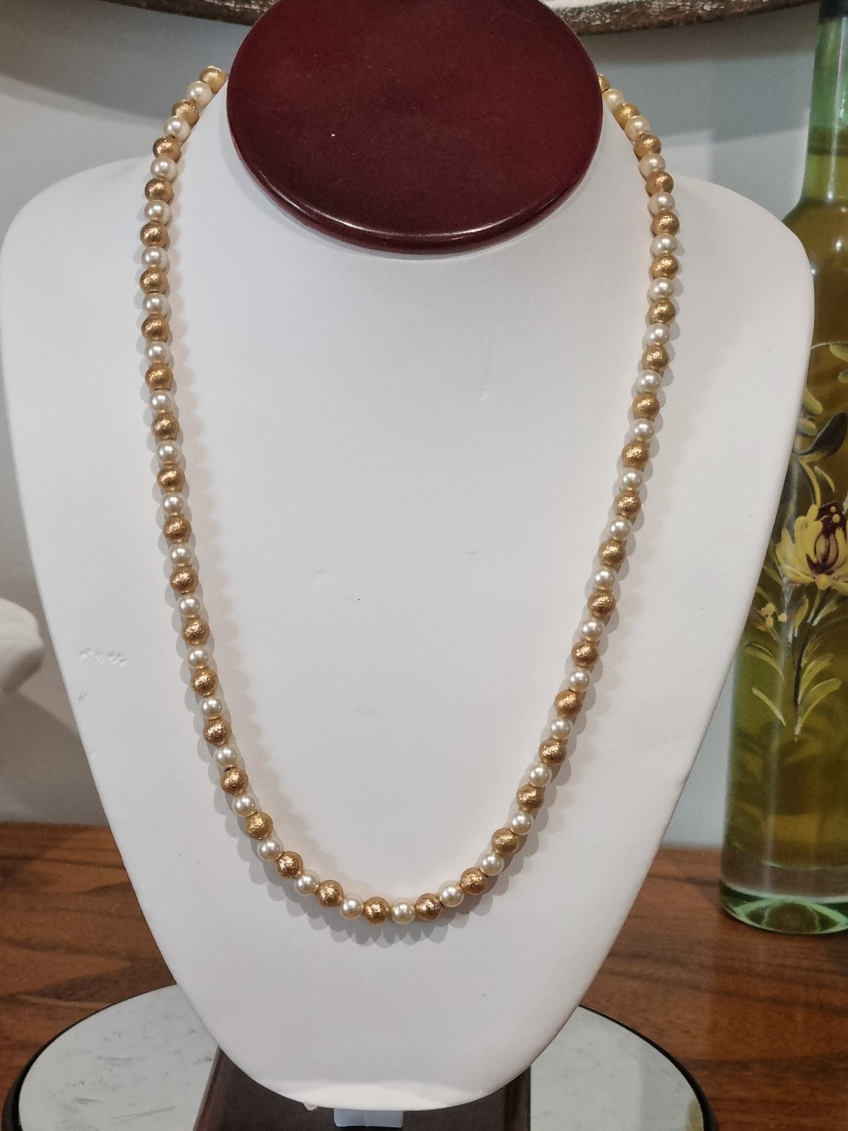Vintage c1960s Cultured Pearl 12k Rose Gold Filled Bead Ball Necklace See Video