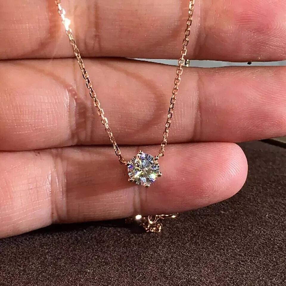 Round Cut Lab Created Diamond Engagement Fancy Pendent 14K Yellow Gold Finish