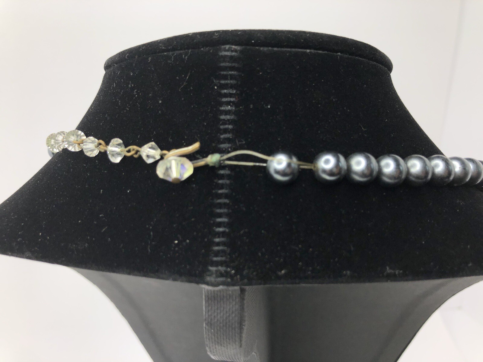 Necklace Costume Jewelry Vintage Long Dark Grey Round Beads