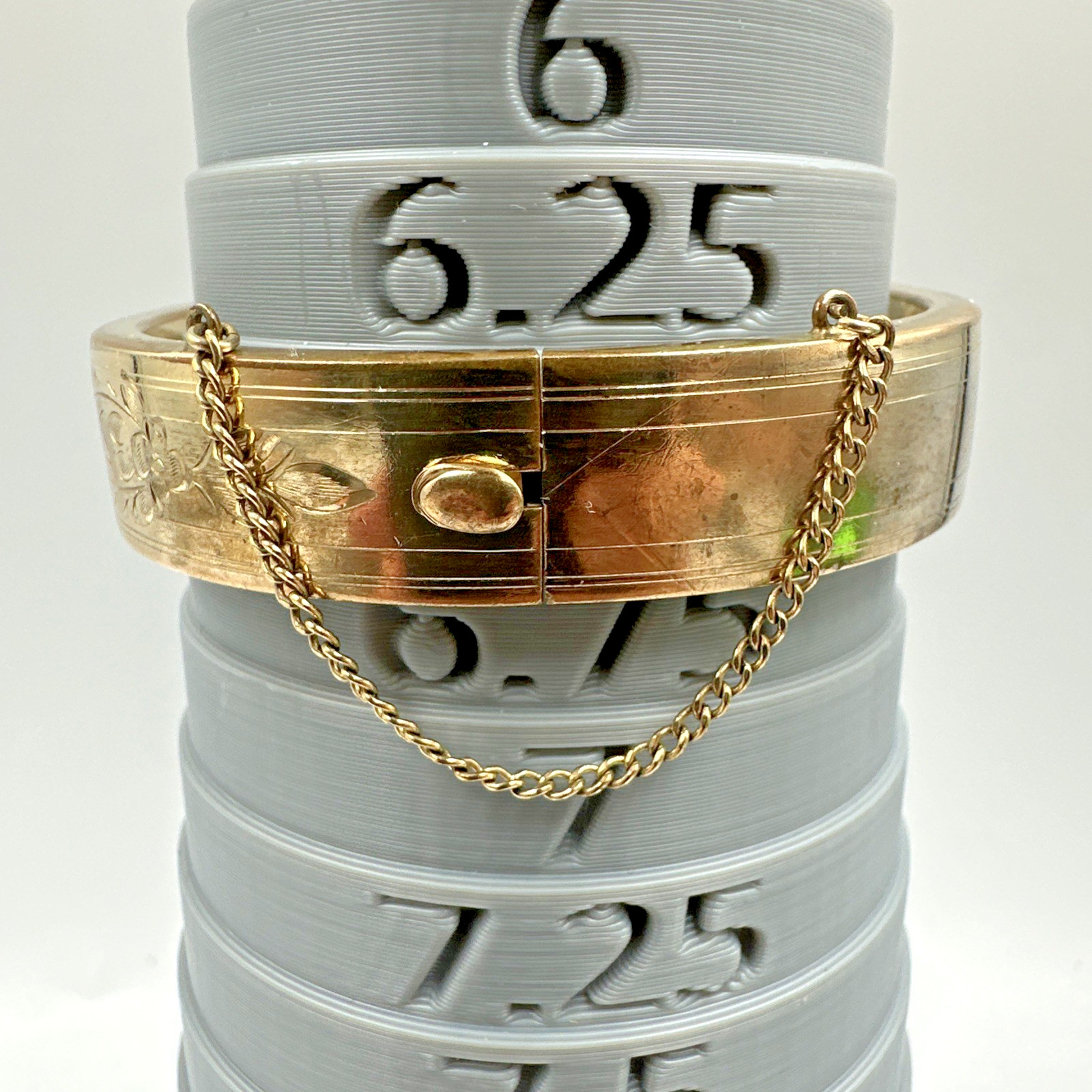 Vintage B.A. Ballou 1/20 12K Gold Filled Cuff Hinged Bracelet 22.3g, 12mm Sz 6.5