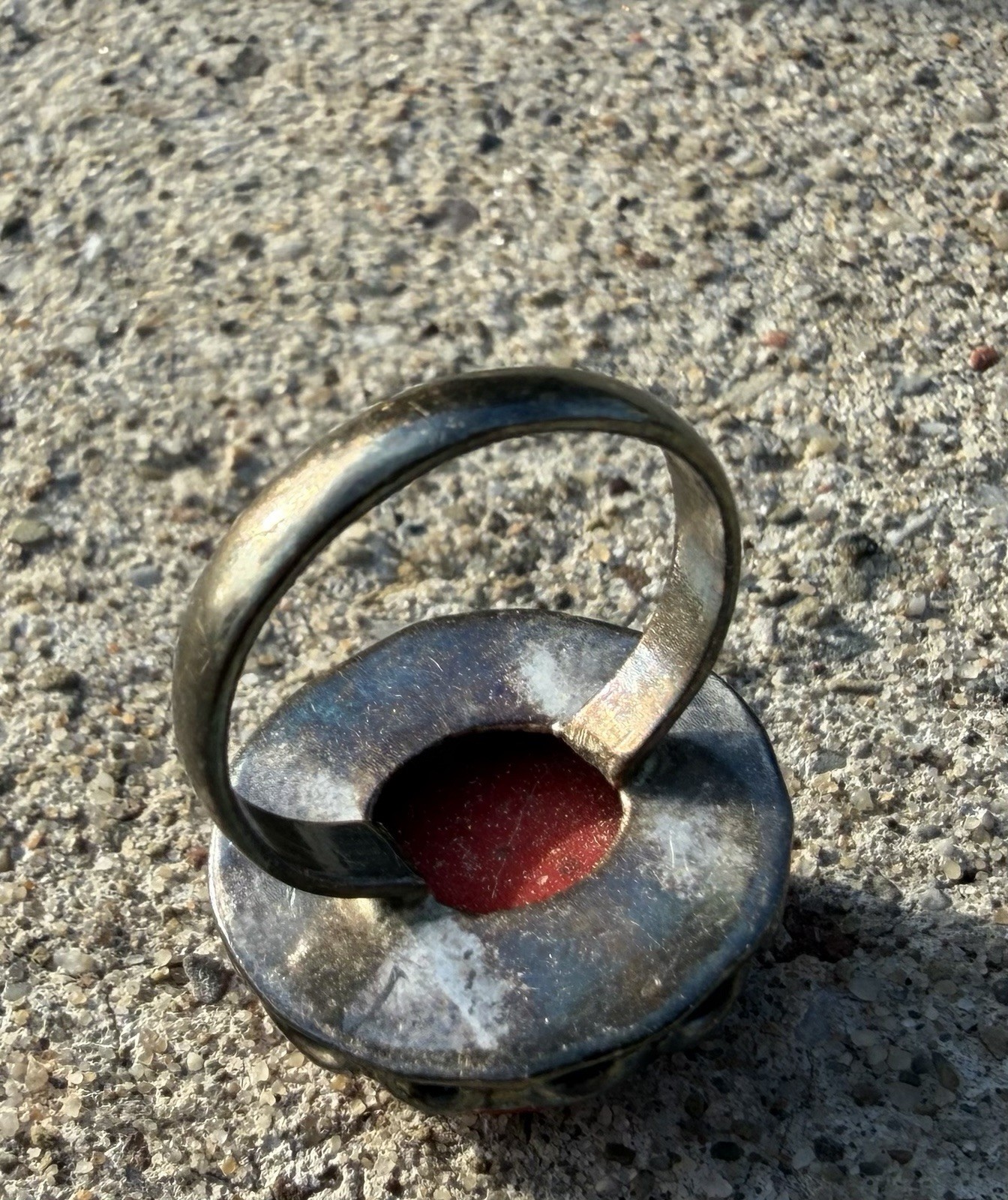 Native Sterling Silver Round Red Coral Ring Sz 6