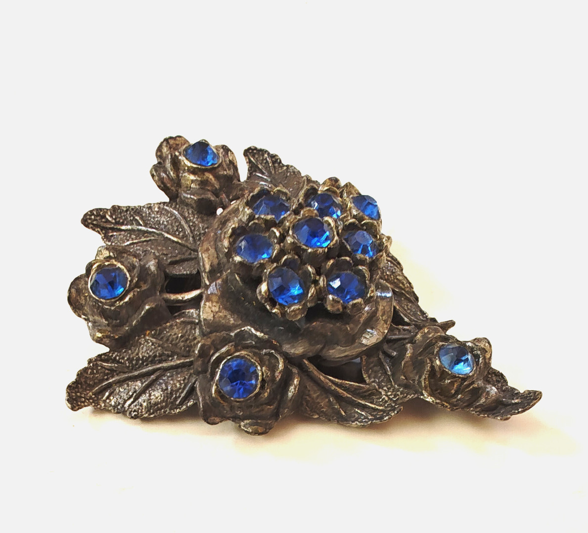 VTG ART DECO Signed L/N Little Nemo Silver Tone Sapphire Blue 1930’s Dress Clip