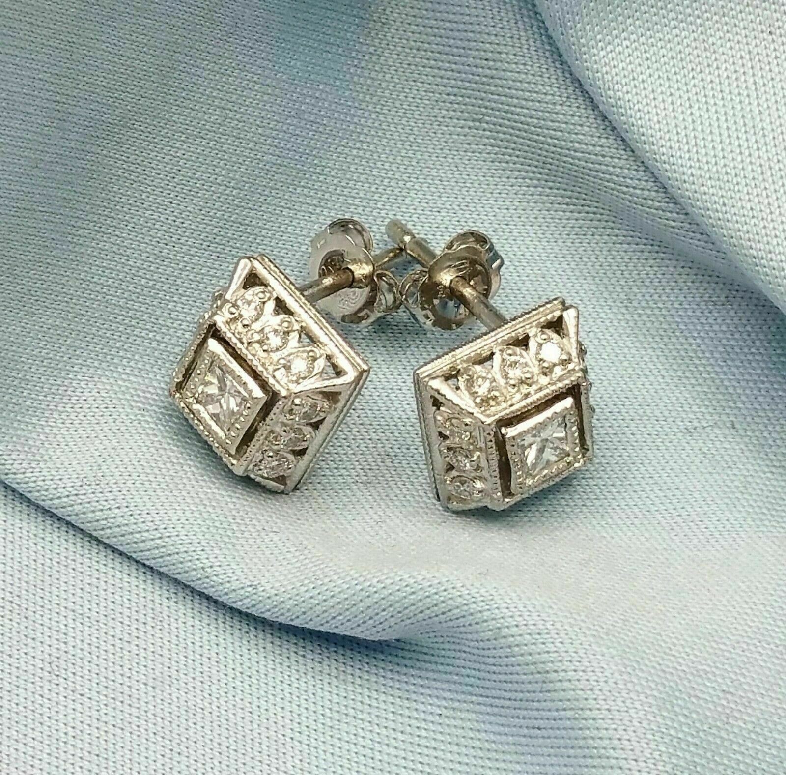 Art Deco Vintage Style 2.85Ct Diamond Engagement 14K White Gold Finish Earrings