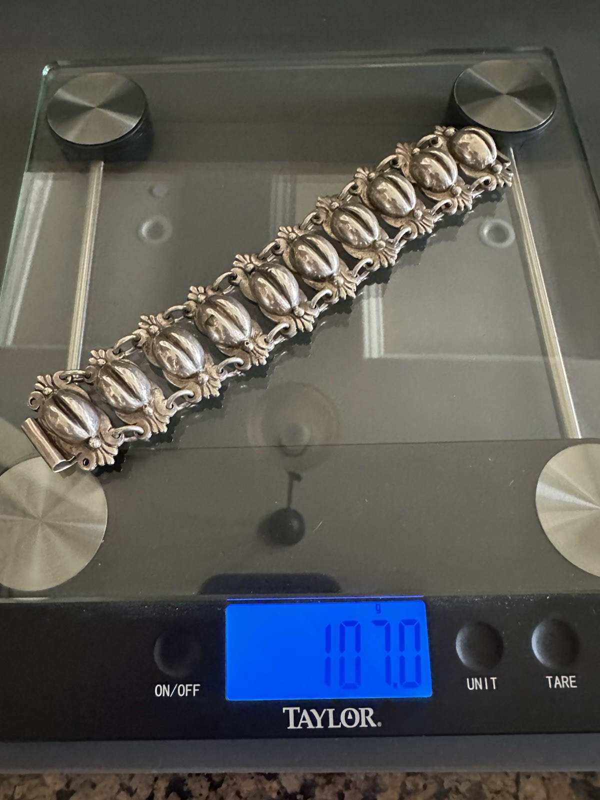 925 Mexico Sterling Silver 1940’s Coffee Bean Bracelet 106 gram