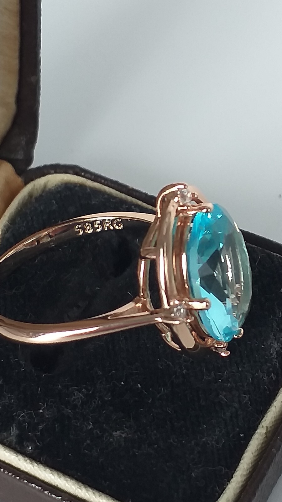 Vintage 1990-s 14 Ct Rolled Gold Aquamarine Ring Size UK N US 6 3/4- Hallmarked!