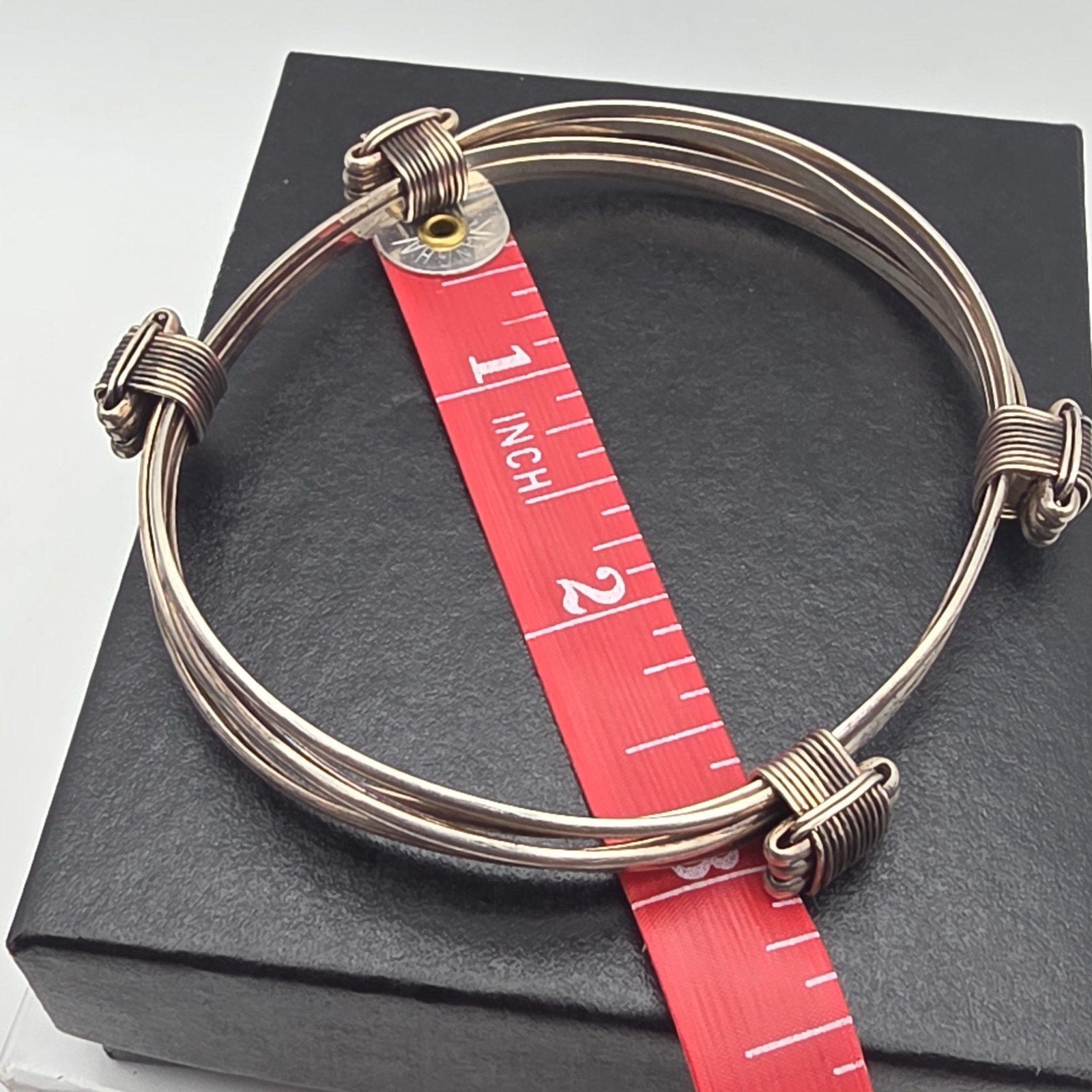 Vtg Brutalist Sterling Silver Wire Wrapped Bangle Bracelet Multi Strand 3″ 30+g