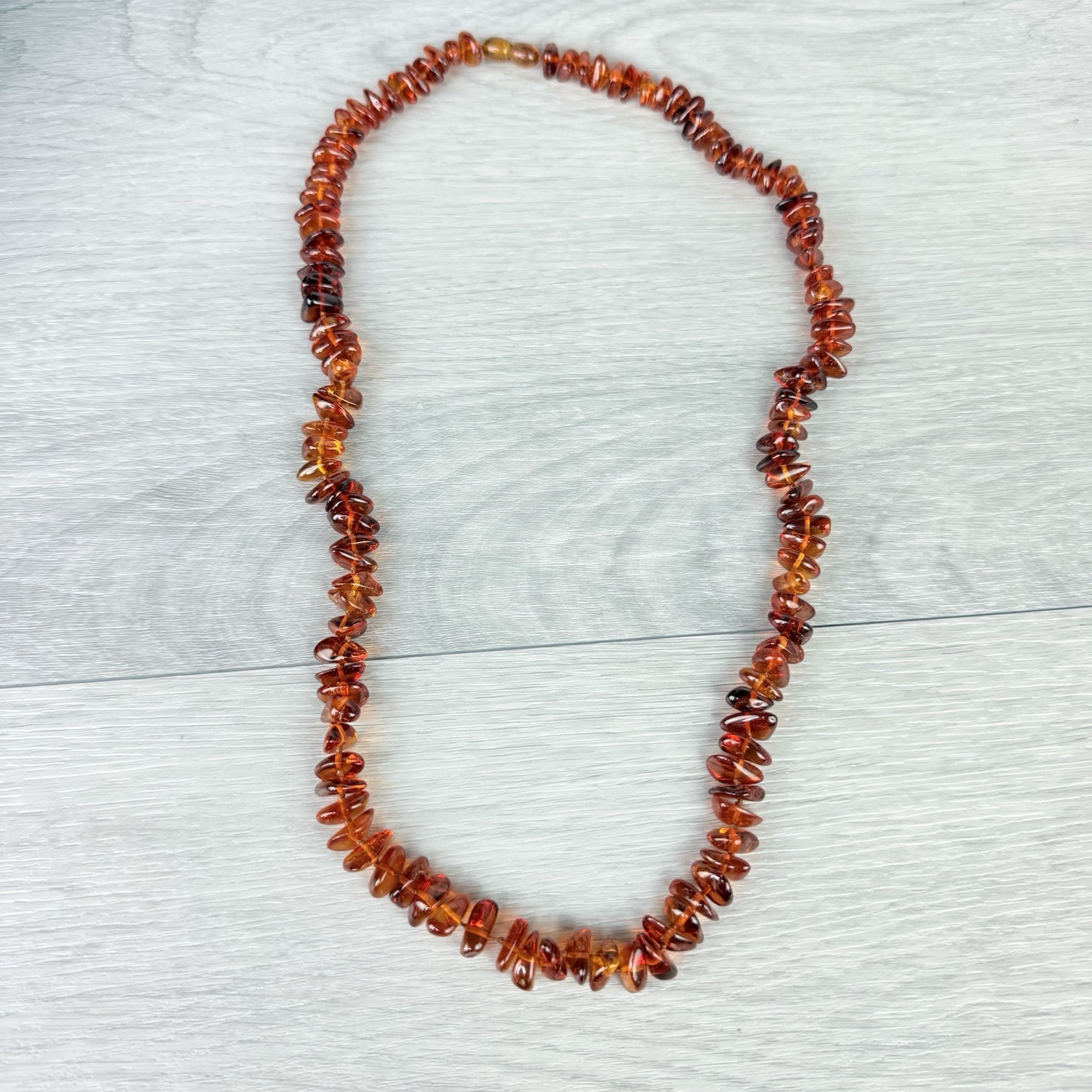 Vintage Genuine Baltic Amber Honey Cognac Hand Knotted Beaded Necklace 27”