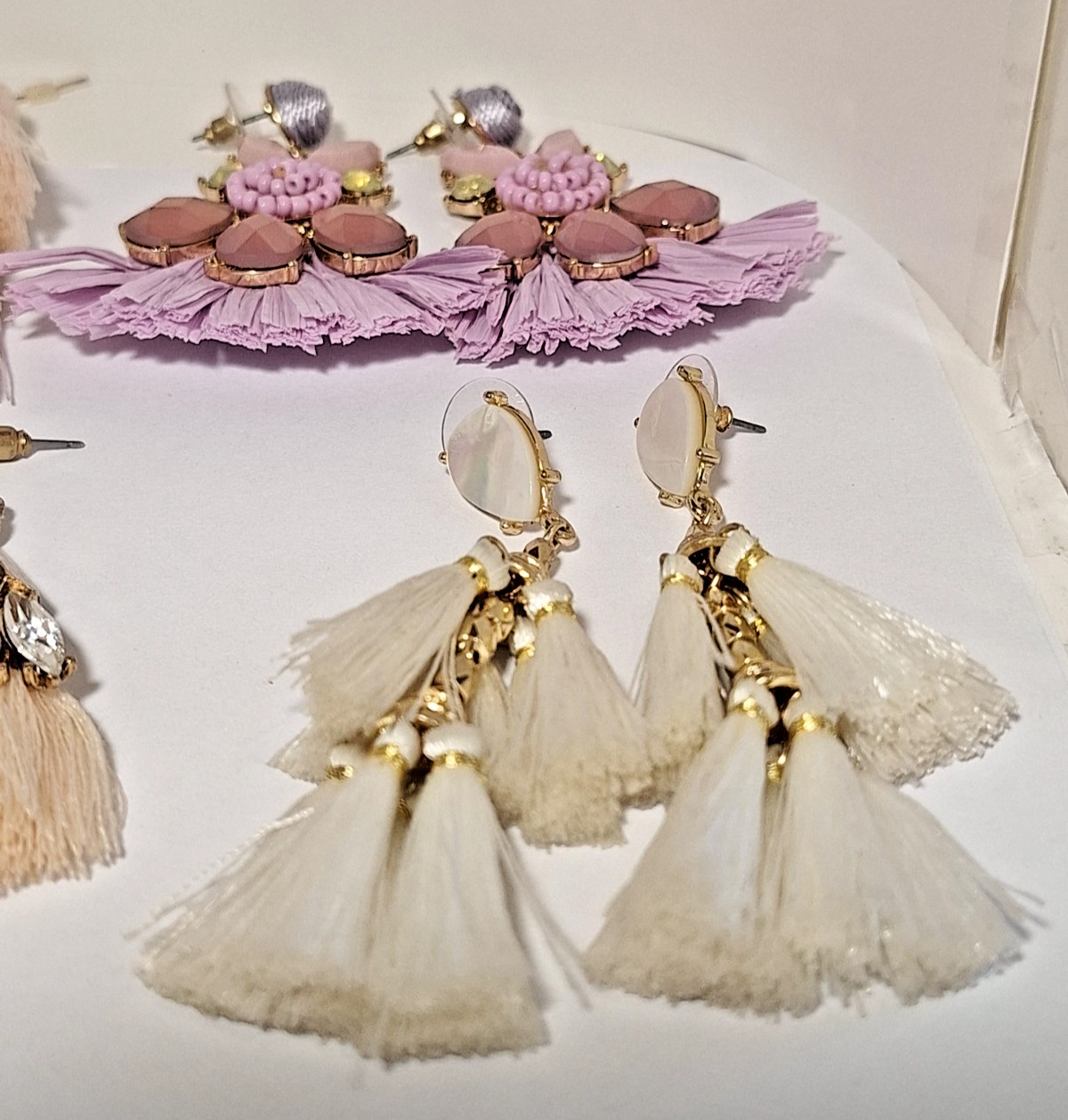 Lot of 5 Pairs Vintage Unbranded & 2 Branded Tassel Fashion Pierced Earrings