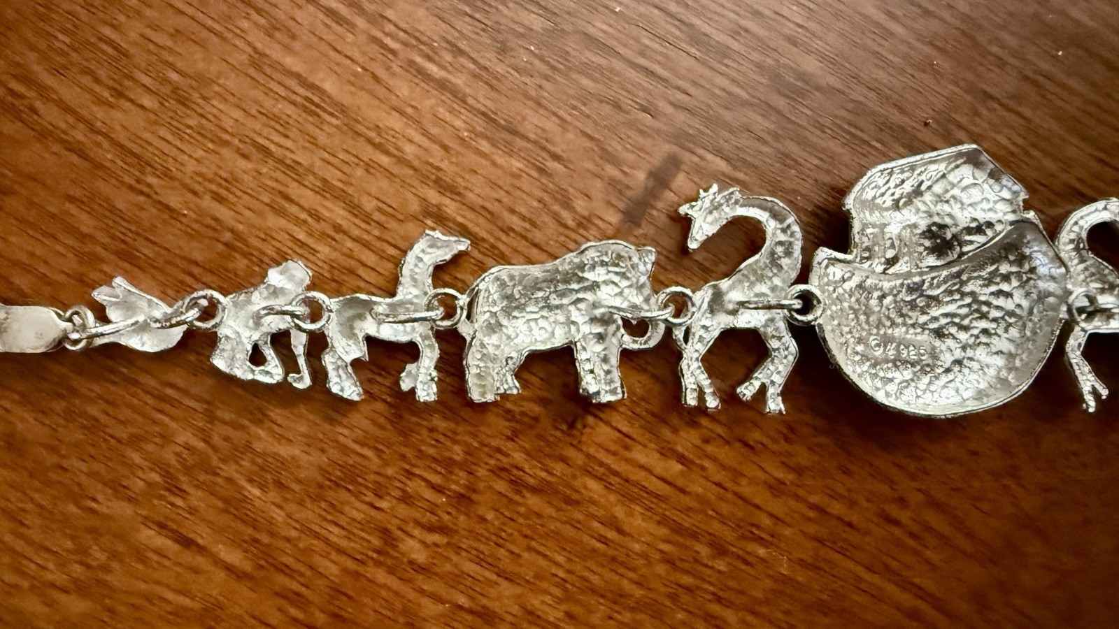 Sterling Silver 925 Noah’s Ark Bracelet 7 Inch 22g Heavy Animal Charm