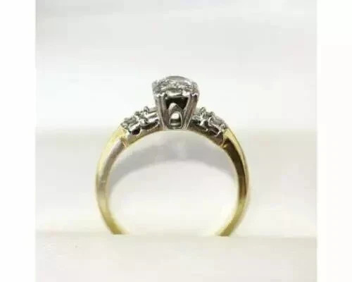 Lab Created Diamond Art Deco Style Vintage Round Cut 14K Gold FN Engagement Ring