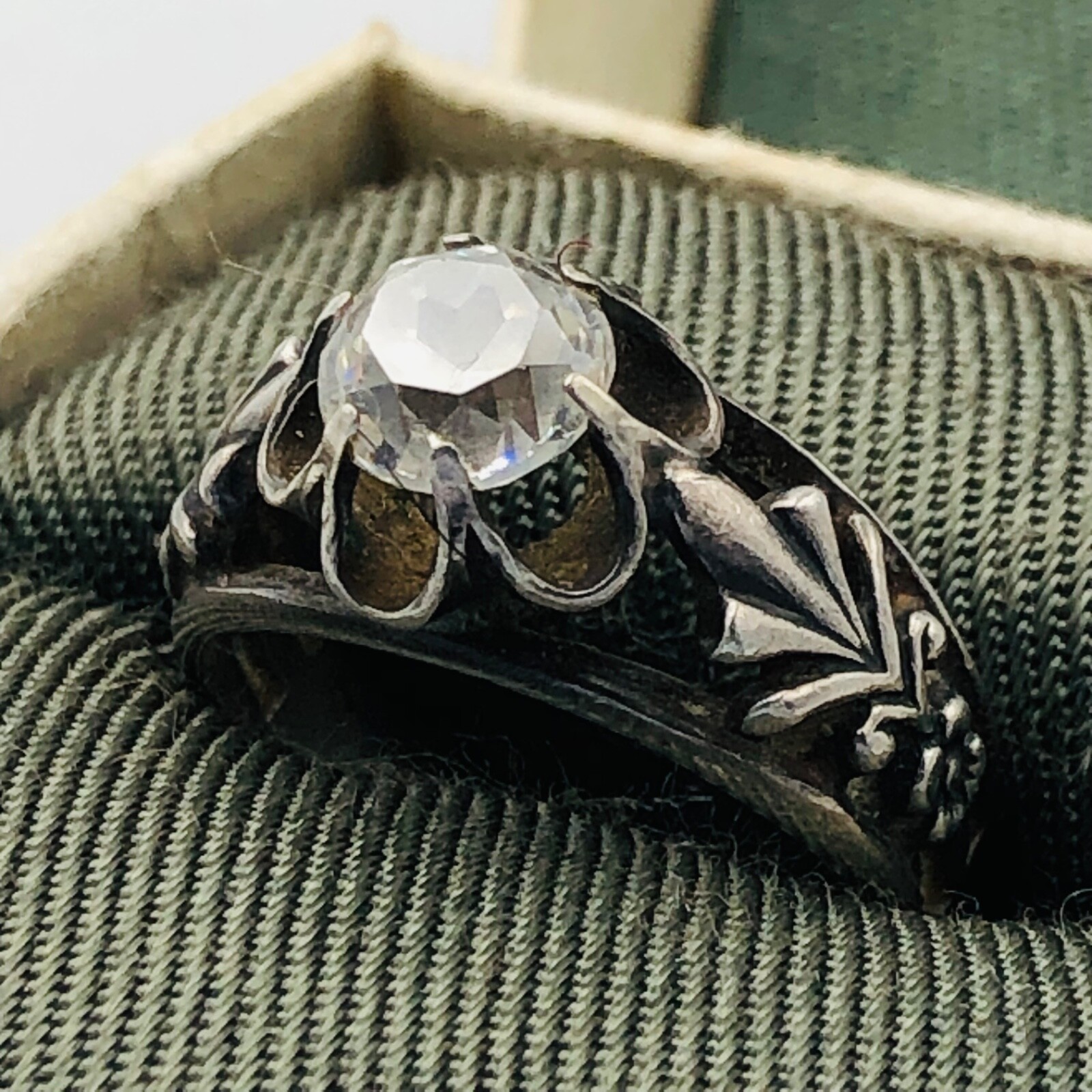 Soviet Engagement Ring Silver 875 Rock Crystal Size 5