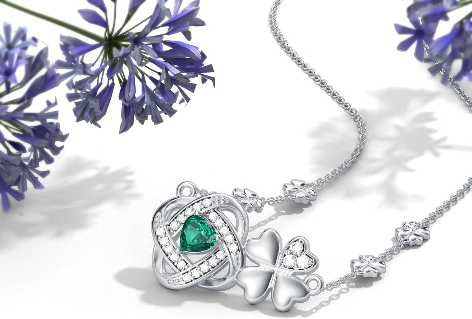Sterling Silver Four leaf Clover Necklace Birthday Anniversary Gifts for Women