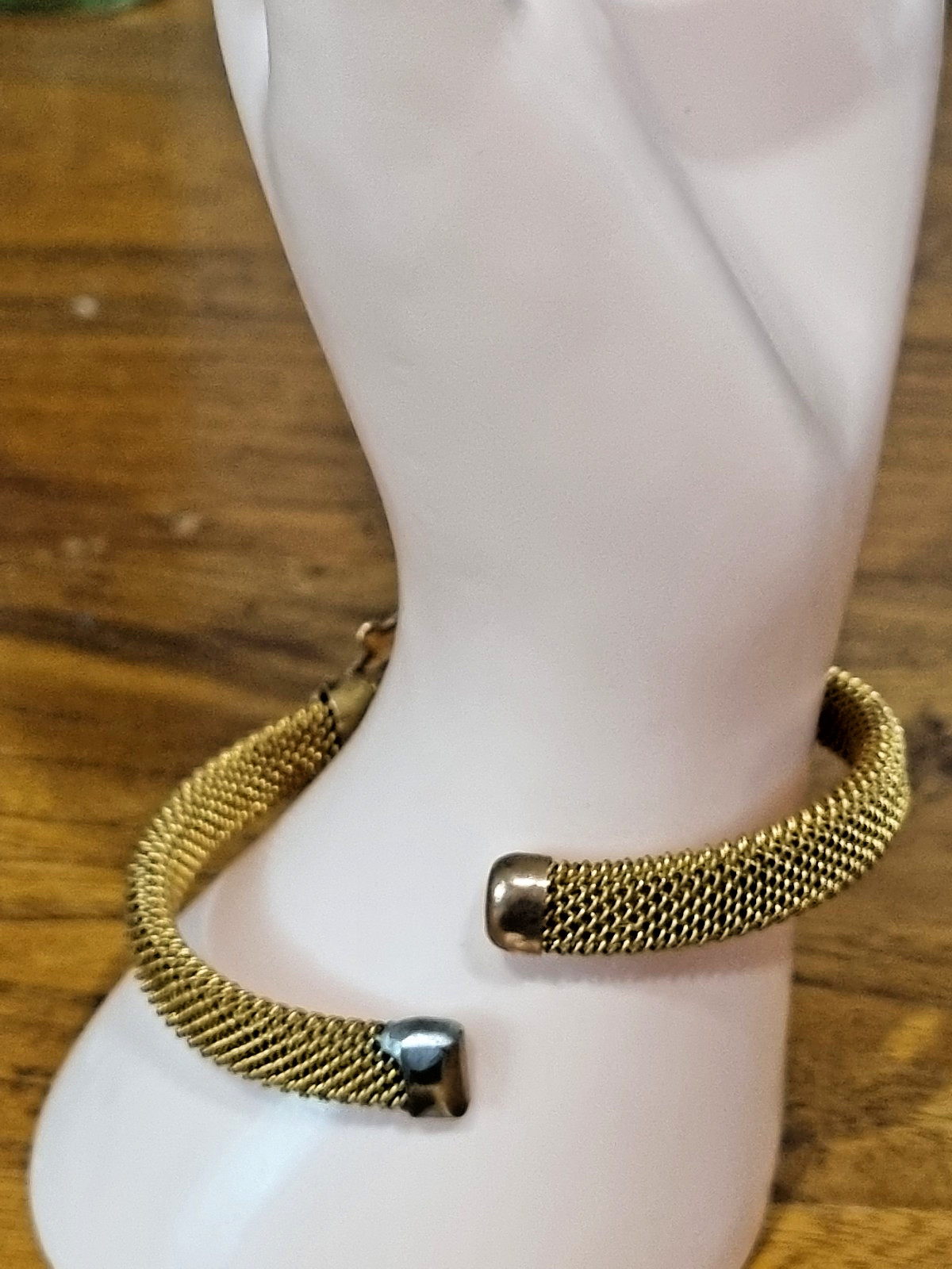 Antique Victorian Gold Mesh Fill Bracelet Bangle Name plate See Video