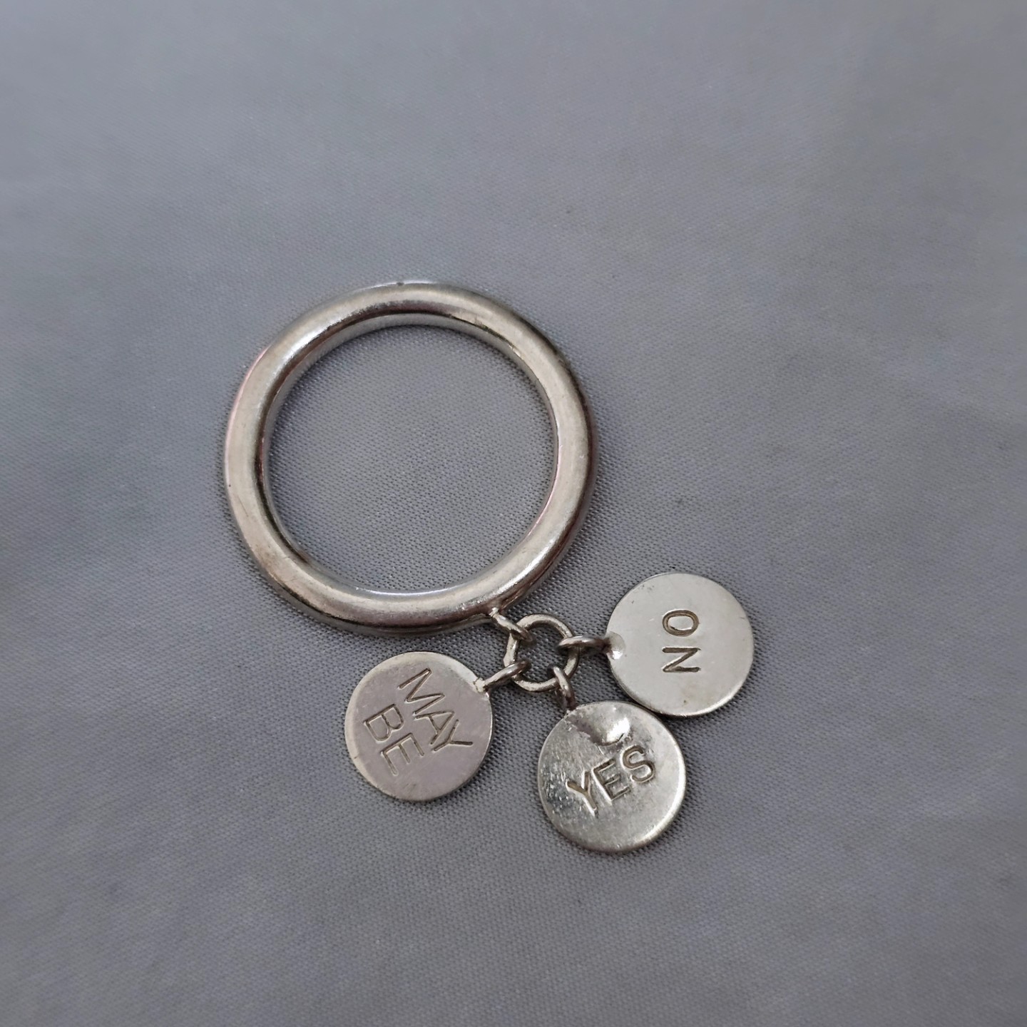 Vintage 925 Sterling Silver Charm Ring Size 5 Yes No Maybe