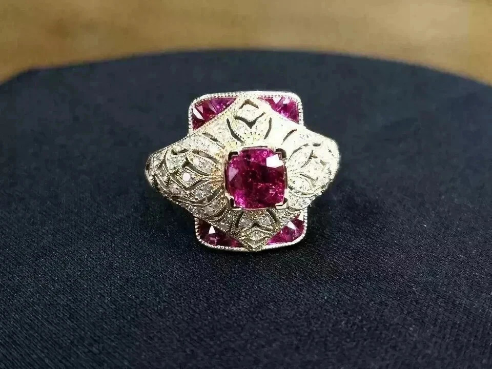 Stunning Art Deco Style Round Cut Lab Created Diamond 925 Silver Birthday Ring