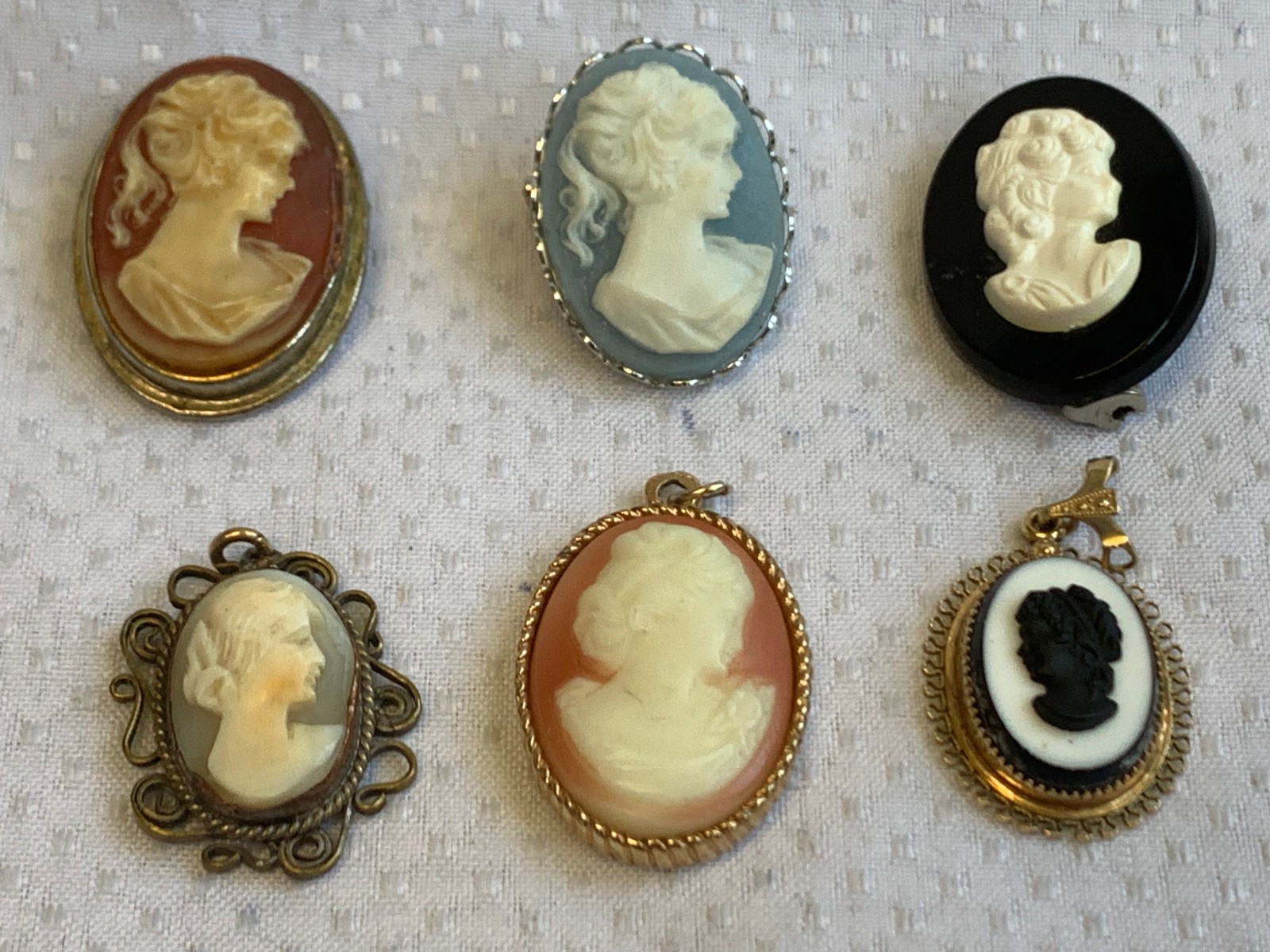 Vintage Cameo Jewelry Lot Lockets Choker Earrings Necklaces Brooches Pins