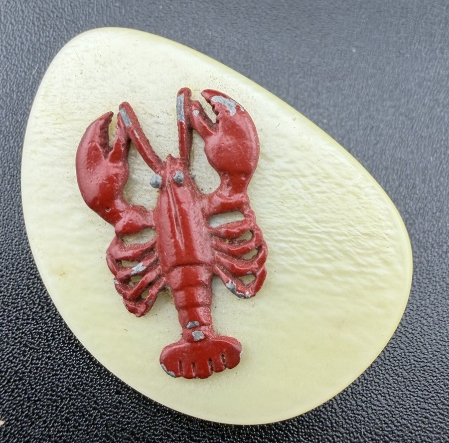 Vintage Red Lobster Off White Brooch Pin Estate Find