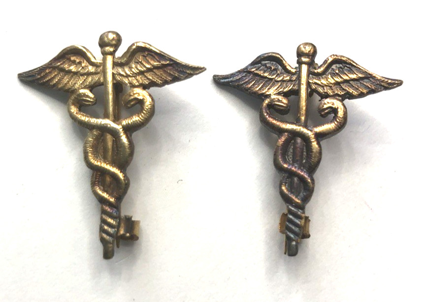 VTG WWII Sweetheart US Army Medical Corp gold color Pin-Lot of 2