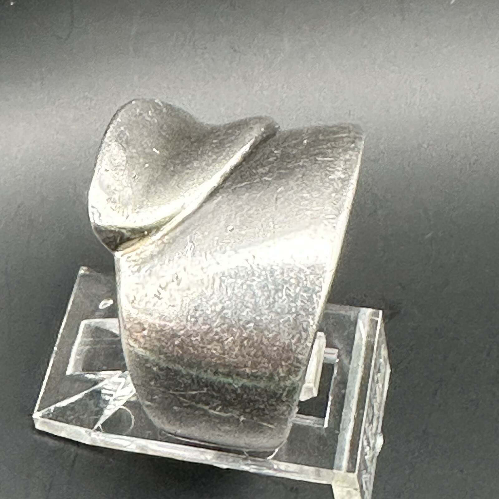Modernist Smooth Ring Vintage Signed Italy 925 Sterling Silver Size 7.75
