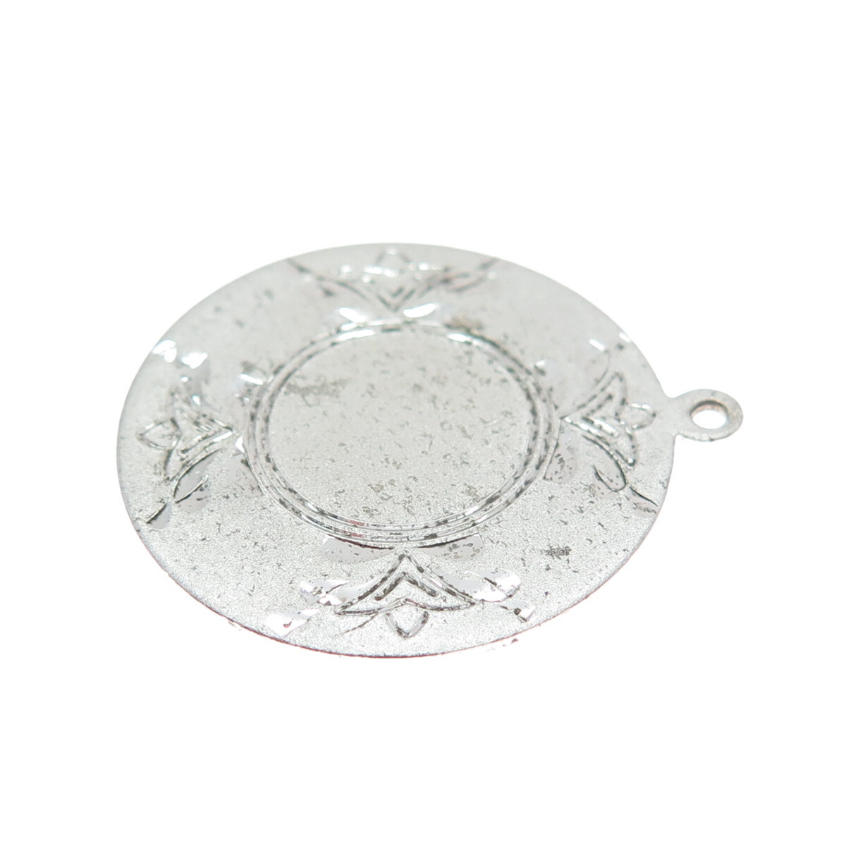 925 Sterling Silver Antique Art Deco Engraved Floral Round Pendant