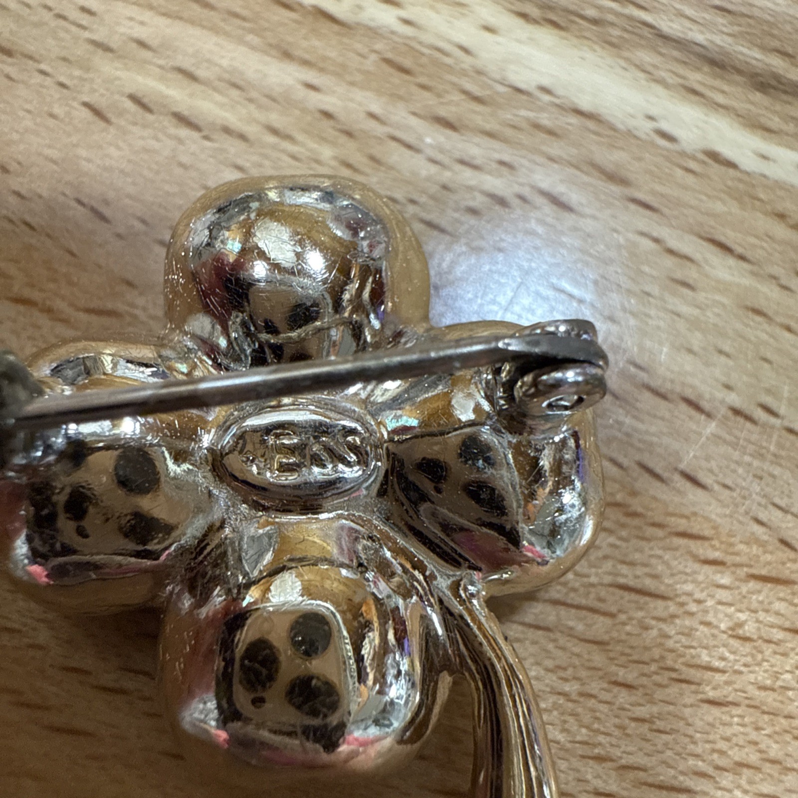 Estate Vintage Signed WEISS Clear Rhinestone Floral Brooch USA Seller
