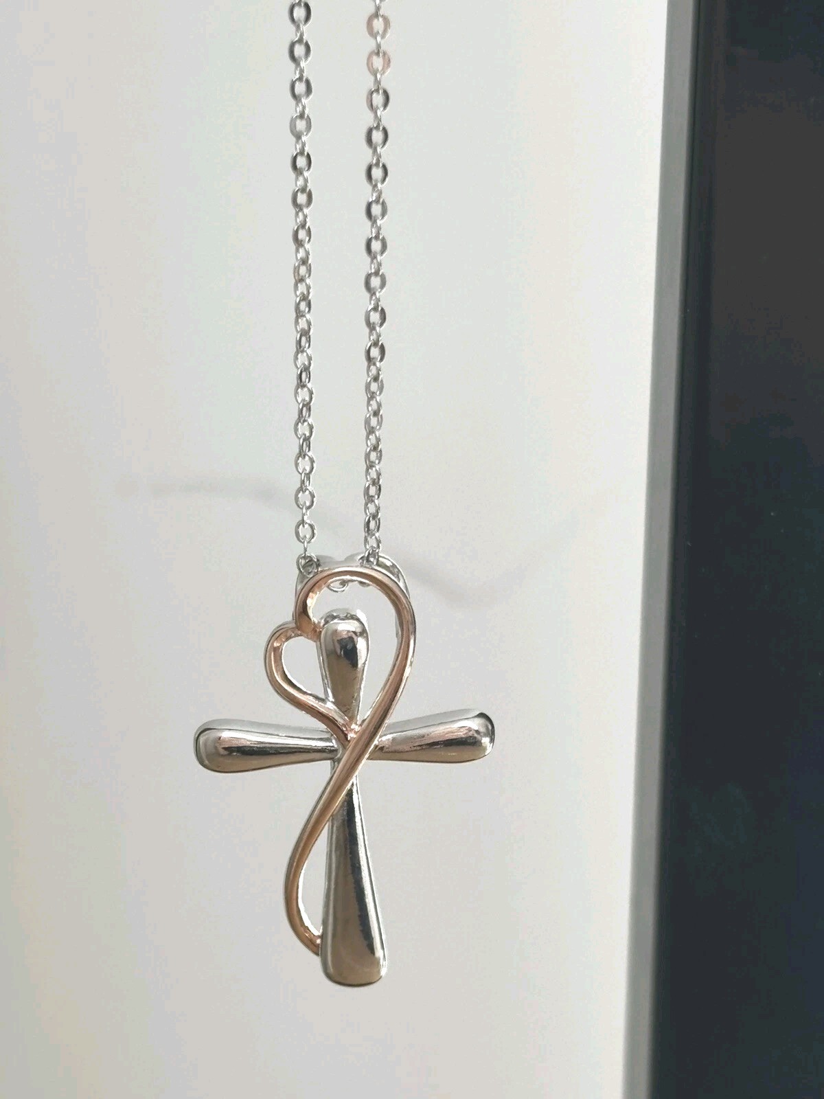 Cross Necklace/ Marked S925 On Tag_ Silver _ Gold Tone