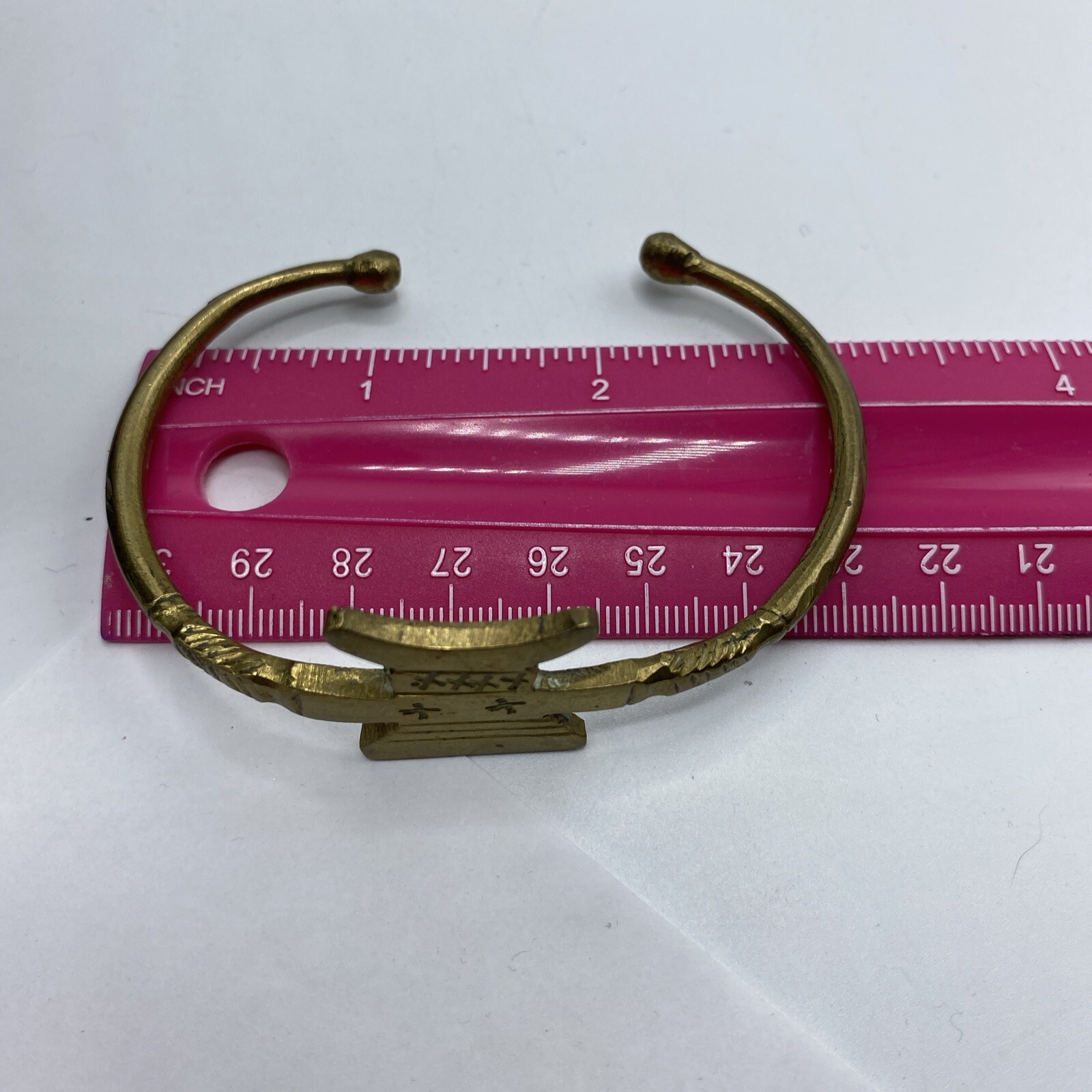 Vintage Brass Artisan Handmade African Tribal Style Cuff Bracelet Bangle