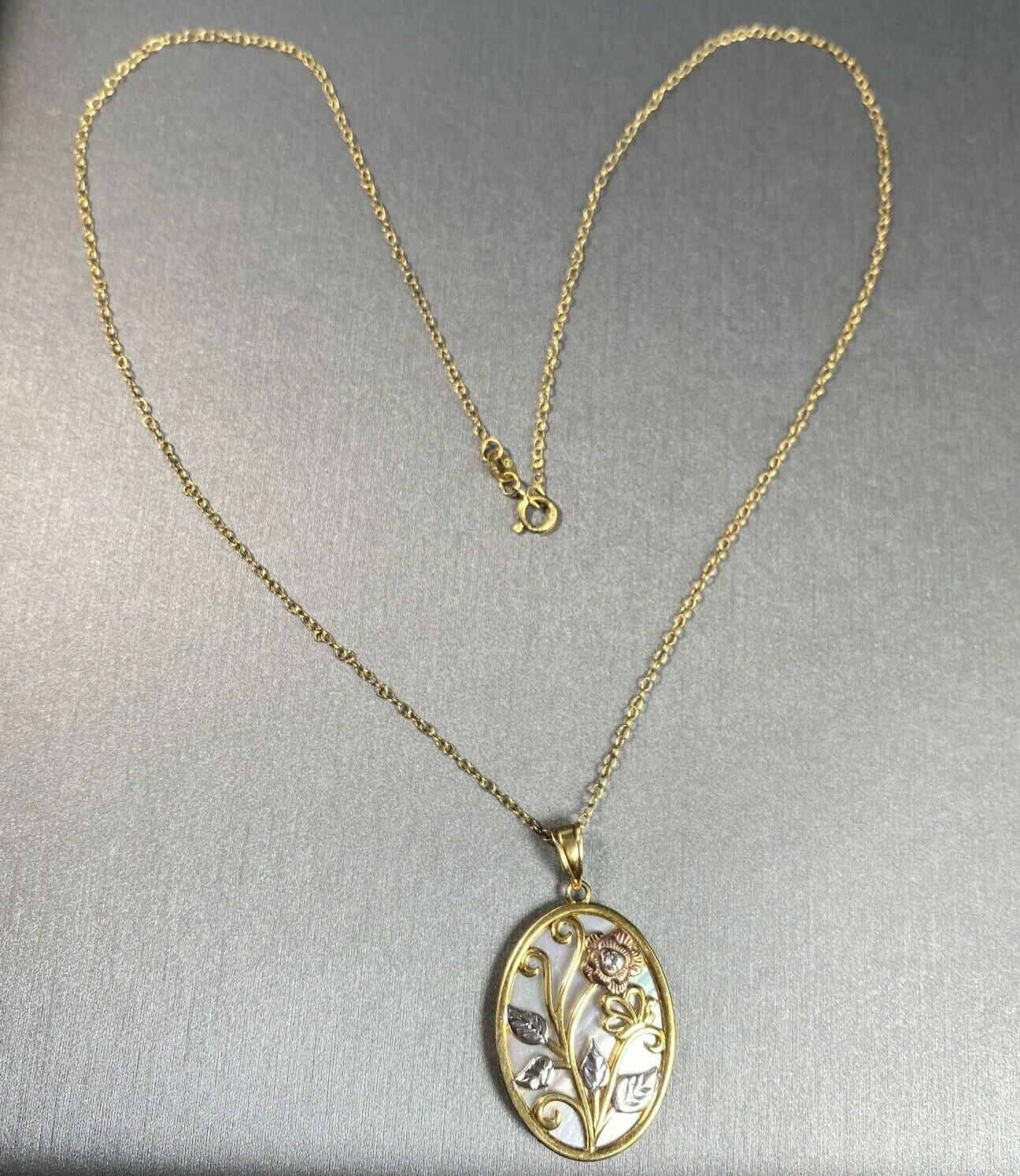 Vintage Pendant Necklace Estate Fine Jewelry Pre-Owned Sterling Vermeil Pearl