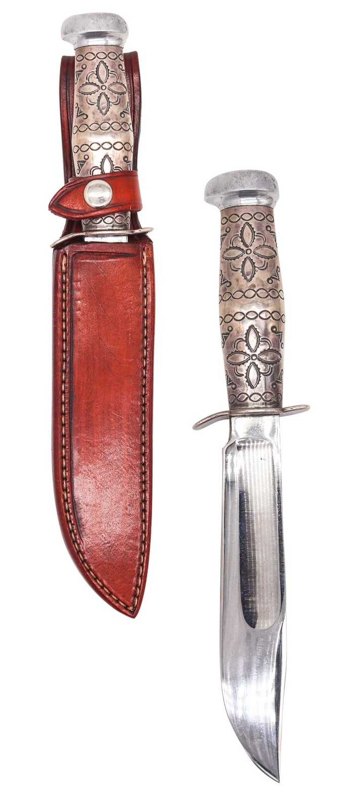 MARBLE’S Antique Ideal Hunting Knife Western Navajo .925 Sterling Silver Handle
